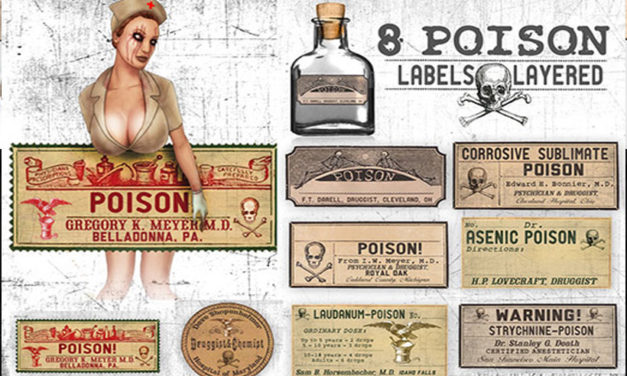 8 Editable, Vintage Poison Labels