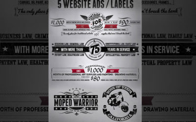 Set of 5 Vintage Ad Labels