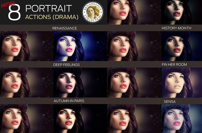 8 Renaissance Portrait Actions for Photoshop
