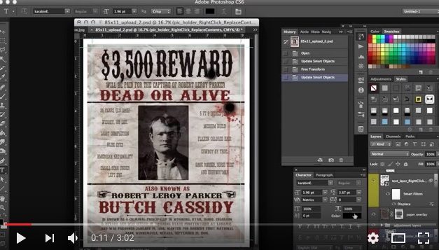 Design an original Western Butch Cassidy Wanted Poster 1901 in Photoshop