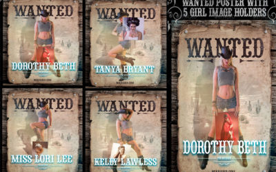 Wanted Poster with 5 Cowgirl ImageHolders