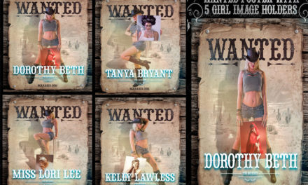 Wanted Poster with 5 Cowgirl ImageHolders