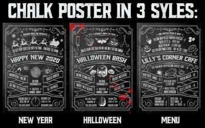 Chalk Poster in 3 styles – Halloween, New Year’s, and Menu